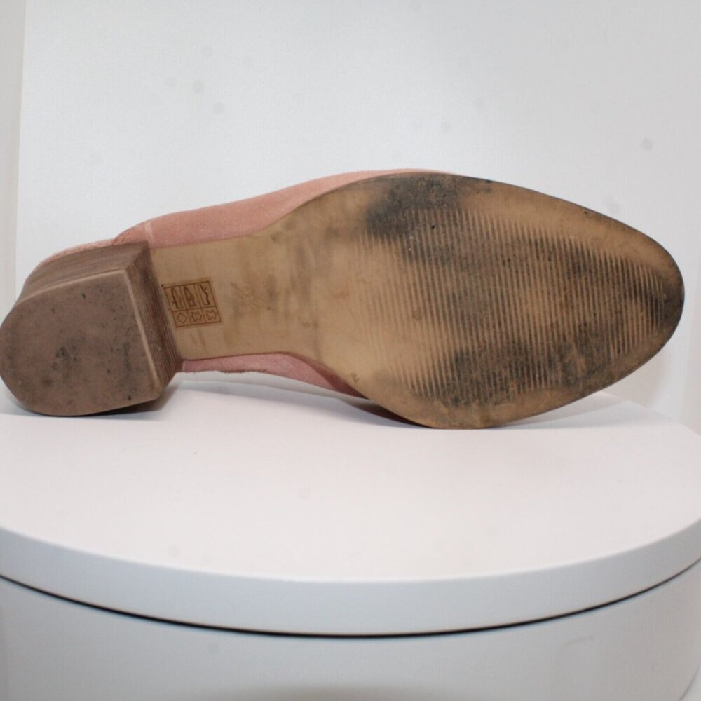Madewell The Harper 9.5M Pink Closed Toe Block Heeled Suede Slide Mule k4920 - Picture 12 of 14